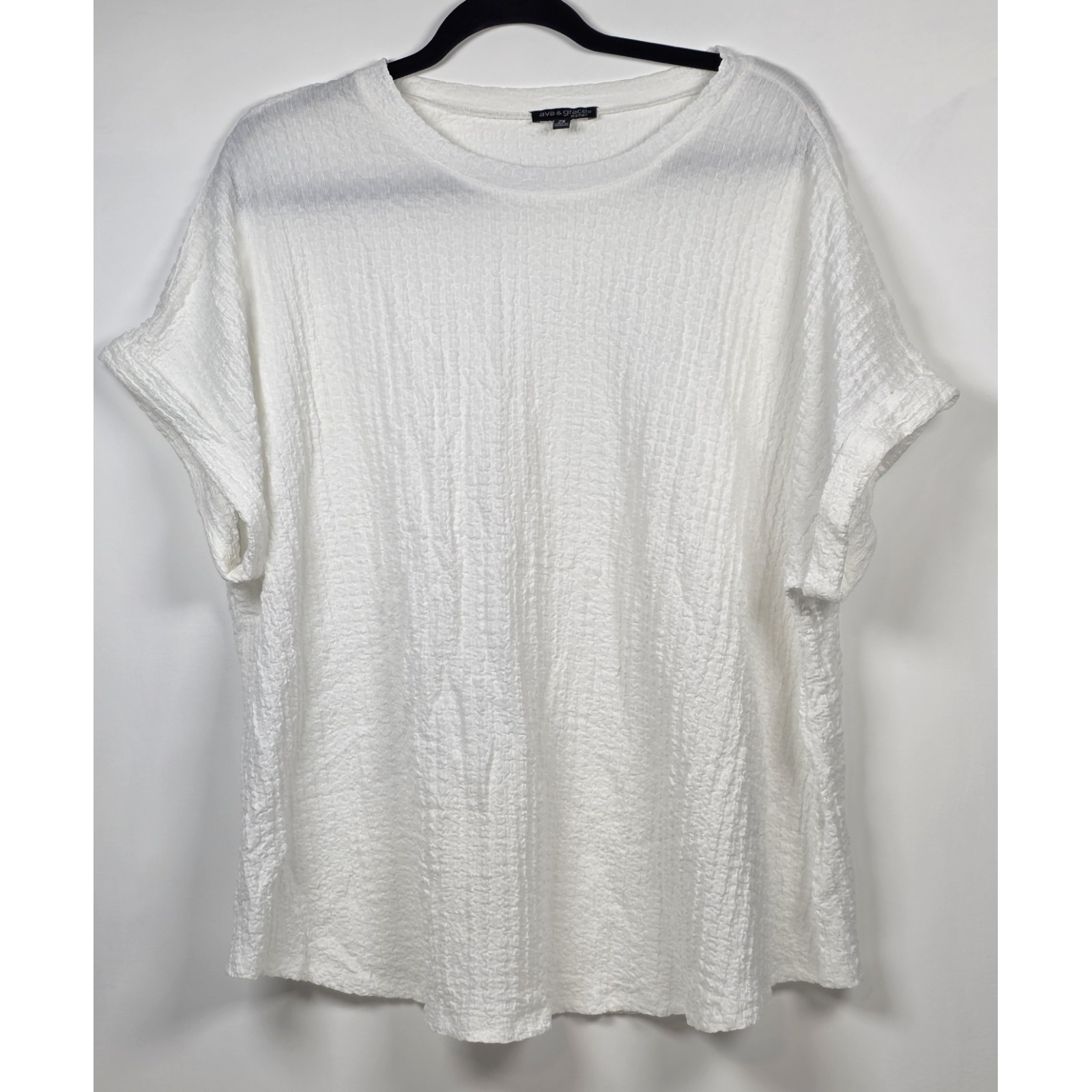 Ava & Grace Women's Bubble Knit Off White Top 2x